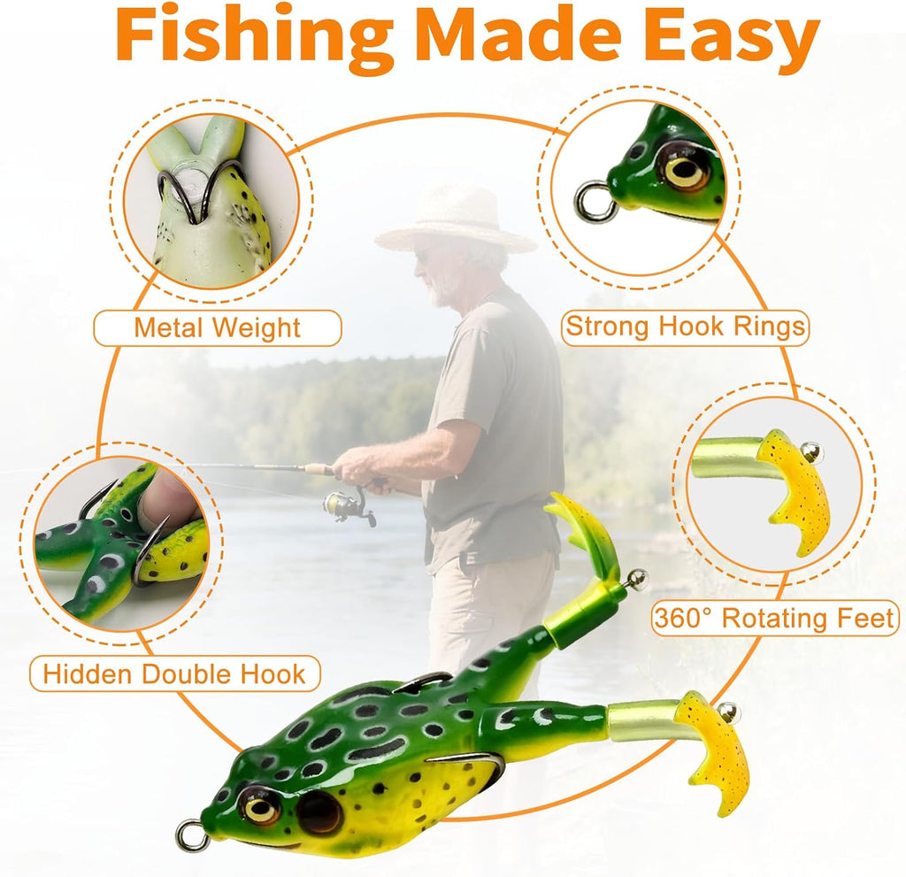 Keenjorika Soft Frog Fishing Lures 3/5 Pack - detail close-up