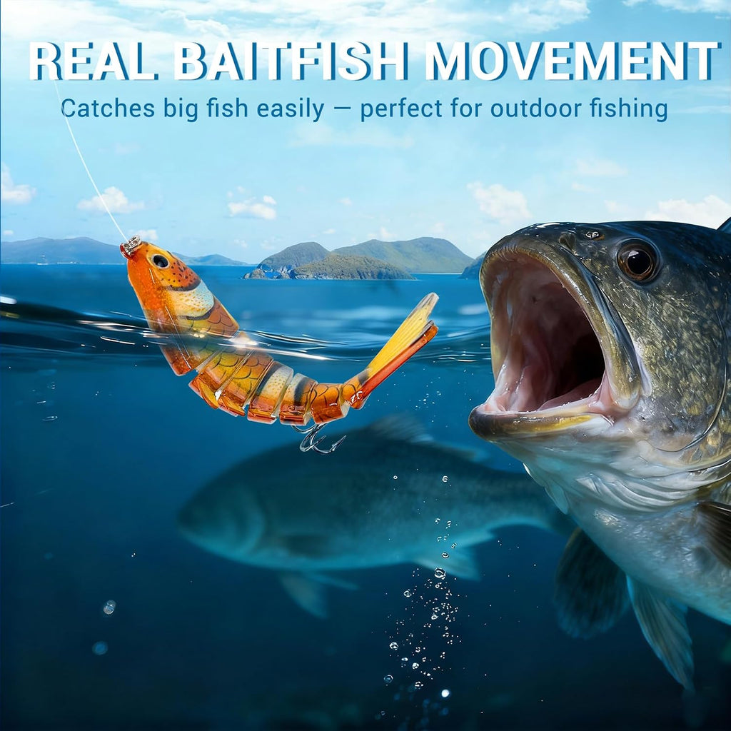 Keenjorika Fishing Lures Multi Jointed Fish Fishing Kits - dimensions and size guide