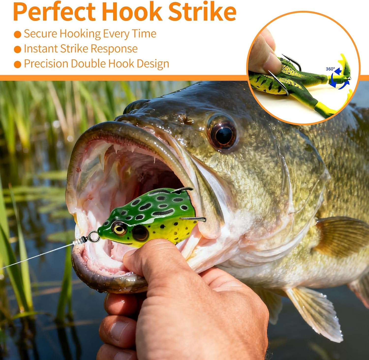Keenjorika Soft Frog Fishing Lures 3/5 Pack - back view