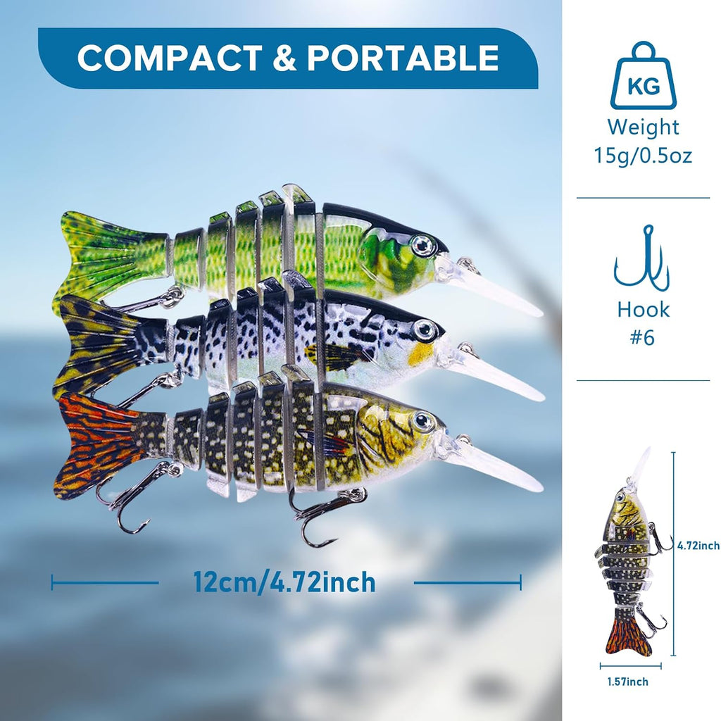 Keenjorika Fishing Lures Multi Jointed Fish Fishing Kits - back view