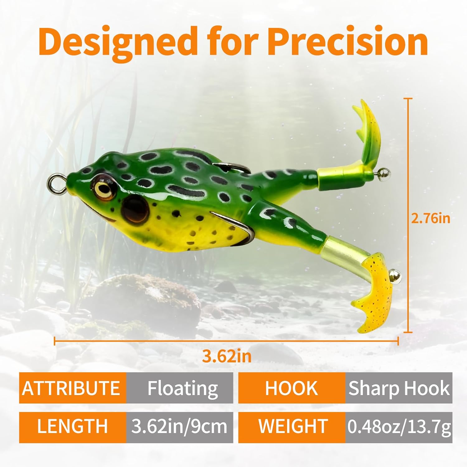 Keenjorika Soft Frog Fishing Lures 3/5 Pack - side angle