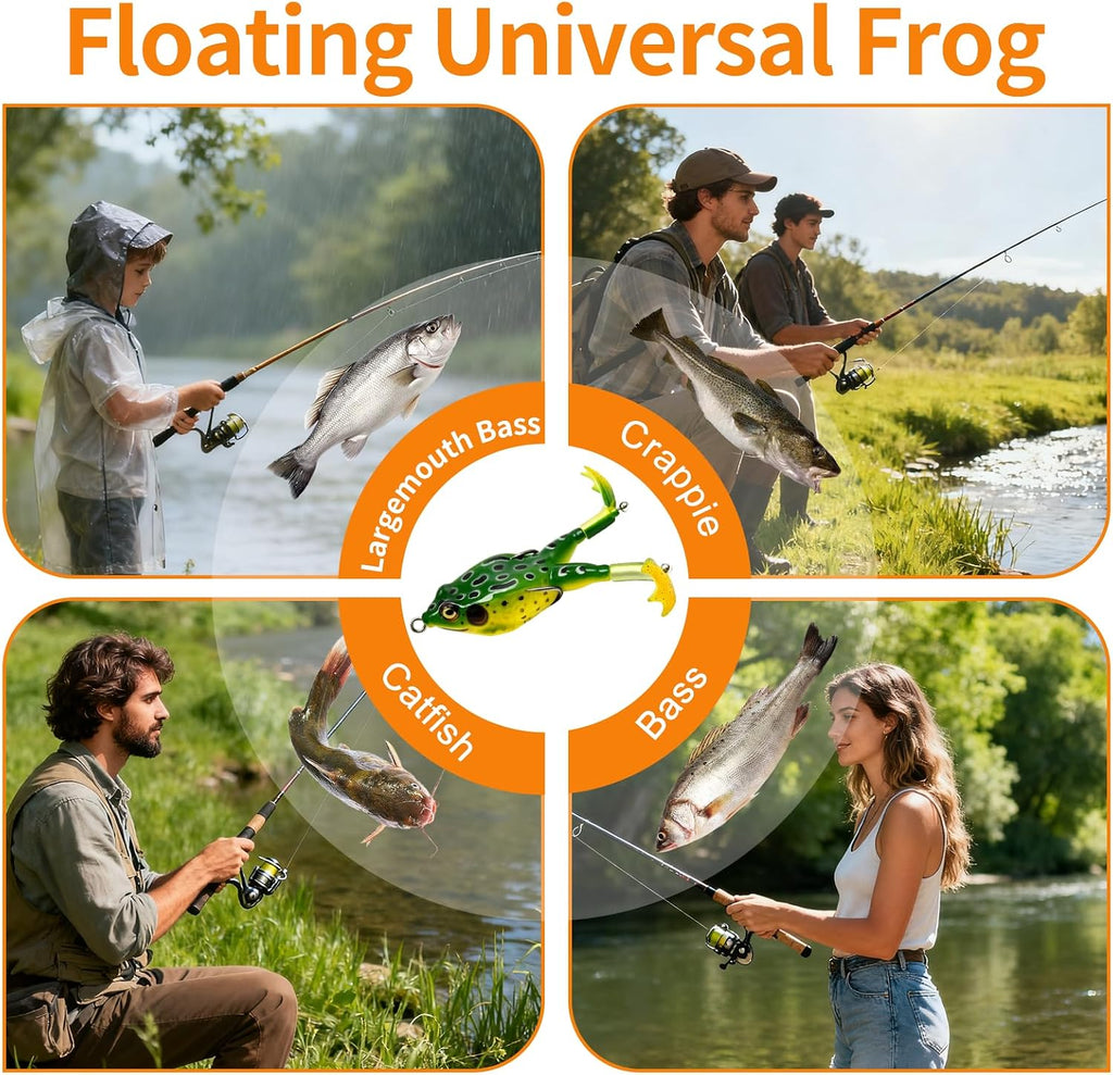 Keenjorika Soft Frog Fishing Lures 3/5 Pack - in use at home